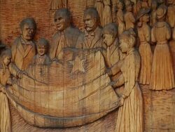 Sculpture in an acadian museum Stock Footage