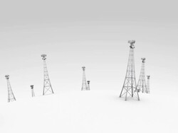 camera moves forward over globe of cell towers Stock Footage