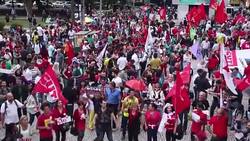 CLEAN : Pro Rousseff demonstrators march in Curitiba News Clip