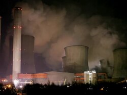 Power Station at night Stock Footage