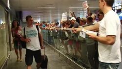 CLEAN : Ukrainina activists hold flash mob at Kiev airport News Clip