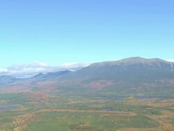 WS AERIAL PAN ZI View of wooded area with autumn color and lakes / Maine, United States Stock Footage