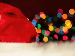 Santa Hat & Blinking Christmas Lights (HD,NTSC) Stock Footage
