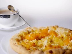 Pizza and coffee Stock Footage