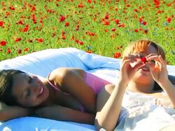 Two girls sing a song Stock Footage