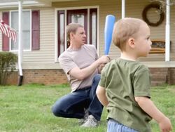 Father and son play baseball Stock Footage