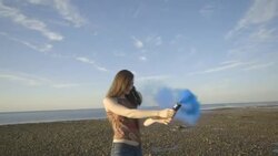 Woman on beach Stock Footage