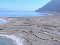 Aerial the Dead Sea in the Judea Desert, Israel Stock Footage