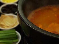 boiling spicy soup made traditional chinese food Stock Footage