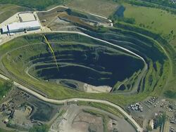 MS AERIAL View of strip mining / Sydney, New South Wales, Australia Stock Footage