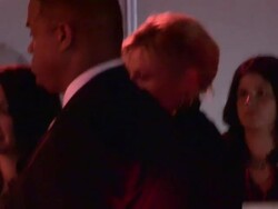 Julie Bowen & Ariel Winter depart Modern Family Fan Appreciation Day in Westwood Village Stock Footage