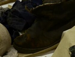 Skeletons at former Serbian concentration camp Stock Footage