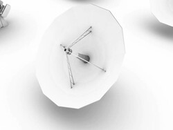 Boom down from single Satellite Dish (Commercial) revealing endless Dishes Stock Footage