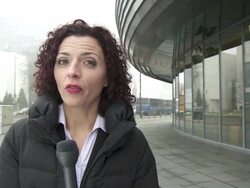 HD: Financial Journalist On Location Stock Footage