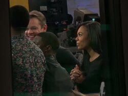 Matt Damon (The Monuments Men) Kevin Hart and Regina Hall (About Last Night) on the Good Morning America show set Stock Footage