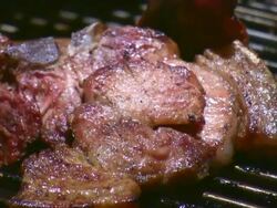 HD 1080i Chef Grilling meat Stock Footage