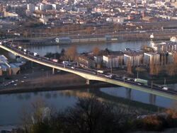 Traffic on a bridge in Normandy, France Stock Footage
