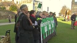 The Green Party Hold Demonstration In Westminster RE Televised Debates News Clip