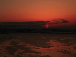 WS T/L View of Sunset of Okhotsk Sea with draft ice / Nemuro, Hokkaido, Japan Stock Footage