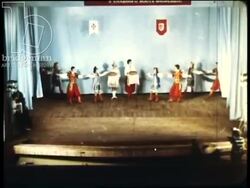Folk performances, traditional dress, and sight-seeing in Ukraine, 1970s Stock Footage