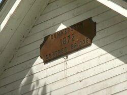 CU of the Dummerston Covered Bridge Sign in Vermont Stock Footage