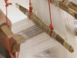 Weaving with the loom Stock Footage