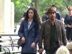 Janet Montgomery and Felix Solis on location for ' Stock Footage