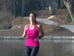 Liliana's Run Toward and Smile 3 - Panning Stock Footage