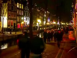 HD Time-lapse: Tourist crowed Amsterdam Red Light District night, Netherland Stock Footage