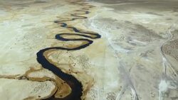 The Upper Owens River winds sinuously through the Long Valley Caldera, Mono County, California. Stock Footage