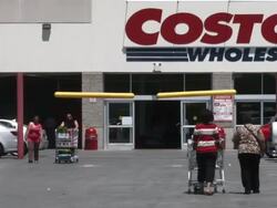 Shoppers visiting Costco in Suburbs Stock Footage