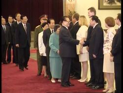 Jiang Zemin in Great Hall before leaving for  Almaty News Clip