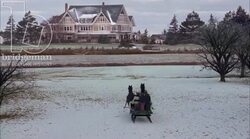 A country home in the countryside in the snow, 1908 - reenactment, clip 7 Stock Footage