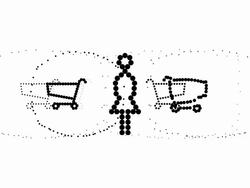 SHOPPING CARTS - woman, pure black dots (LOOP) Stock Footage