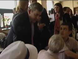 Start of UK election campaign, Brown, Cameron and Clegg News Clip