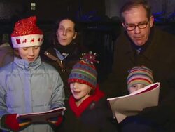 Celebration of the Birth of Jesus by Stephen Baldwin at Times Square Nativity Stock Footage