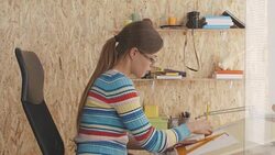 Architect drawing blueprint in office Stock Footage