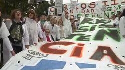 Health service workers protest over austerity measures Instructional Video