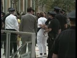 USA: NEW YORK: PROTESTERS INTERRUPT PRESIDENT CLINTON'S BIRTHDAY News Clip