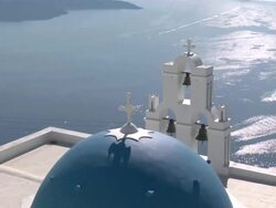  MS ZO Church at Firostefani / Santorini, Cyclades Islands, Greece Stock Footage