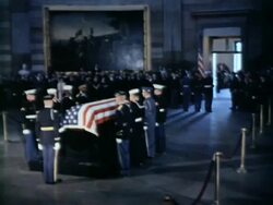 President John F. Kennedy's coffin leaves Capitol building Stock Footage