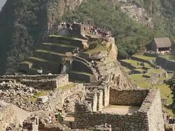 WS TU View of Fort with tourists / Machu Picchu, Peru Stock Footage
