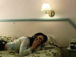 Girl in hotel Stock Footage