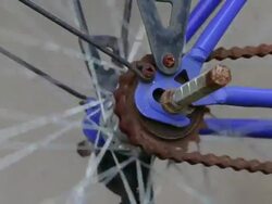 Bicycle wheel turning Stock Footage