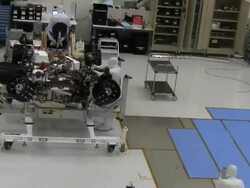 TIME LAPSE Engineers packing up Mars rover, Curiosity, for shipment to Florida Stock Footage