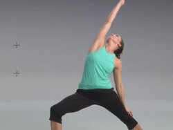 WS ZI ZO Women doing yoga on white stage / Portland, Oregon, USA Stock Footage