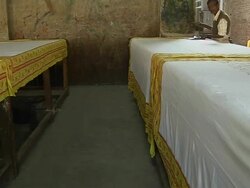 Pan Right Shot Block Printing Jaipur Rajasthan India Stock Footage