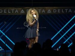 PERFORMANCE - Serena Williams at The Delta OPEN Mic With Serena Williams Stock Footage