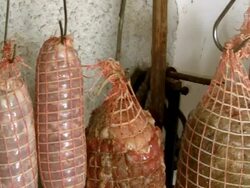 italian capocollo cured pork shoulder Stock Footage