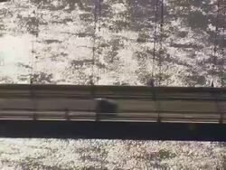 CU AERIAL Shot of new bridge on Elbe river / Germany Stock Footage